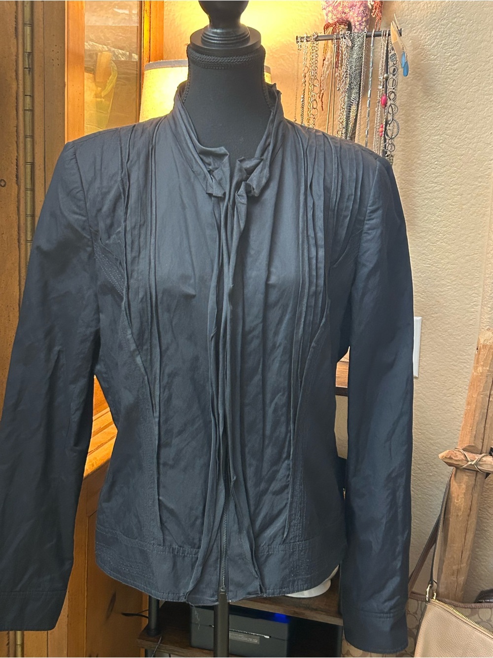 T Tahari Black Tailored Zip-Front Women's Jacket